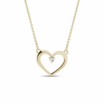 Zlatý náhrdelník srdce s diamantem KLENOTA