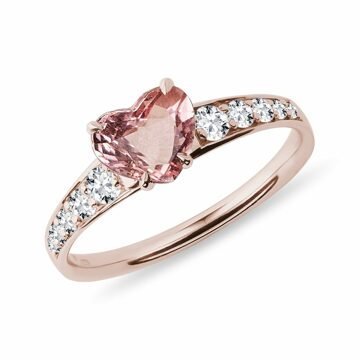 Prsten s turmalínem a diamanty v růžovém zlatě KLENOTA