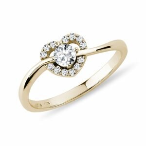 Diamantový prsten srdce ze žlutého 14k zlata KLENOTA