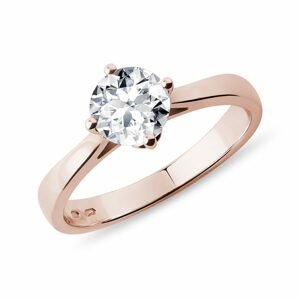 Zásnubní prsten s briliantem 0.8 ct v růžovém zlatě KLENOTA