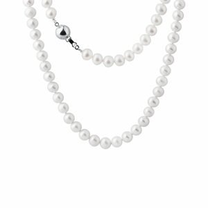 Perlový náhrdelník ze sladkovodních perel se stříbrným zapínáním KLENOTA