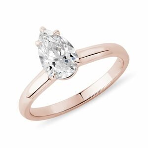 Prsten s 1.0ct lab grown diamantem v růžovém zlatě KLENOTA