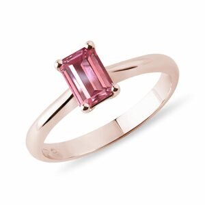 Prsten s růžovým turmalínem emerald v růžovém zlatě KLENOTA