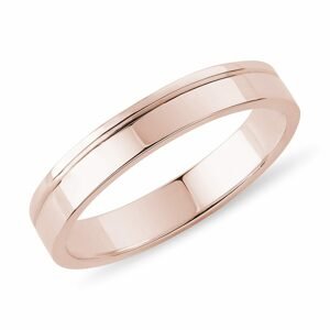Pánský snubní prsten s drážkou v růžovém zlatě KLENOTA