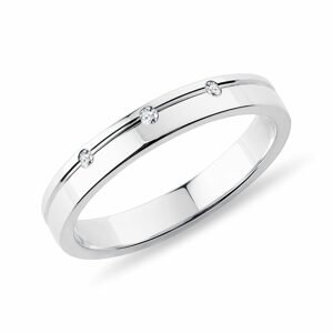 Dámský snubní prsten z bílého zlata se třemi diamanty KLENOTA