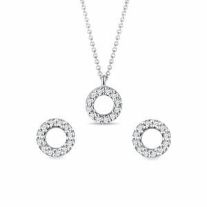 Set diamantových šperků s motivem kruhu v bílém zlatě KLENOTA