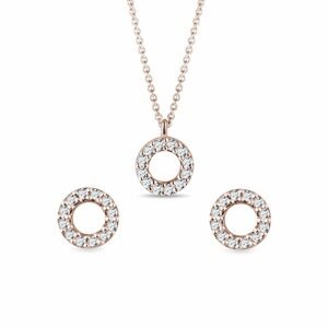 Set kruhových šperků s diamanty v růžovém zlatě KLENOTA