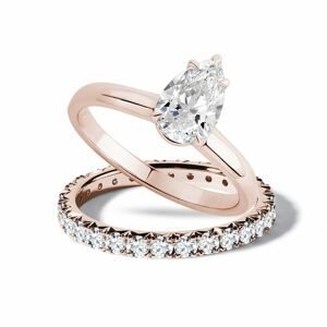 Set svatebních prstenů s diamanty v růžovém zlatě KLENOTA