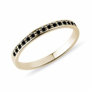Prsten s černými diamanty ve žlutém zlatě KLENOTA