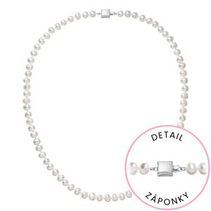 Perlový náhrdelník z říčních perel se zapínáním z bílého 14 karátového zlata 822001.1/9268B bílý,Perlový náhrdelník z říčních perel se zapínáním z bíl