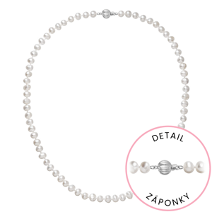 Perlový náhrdelník z říčních perel se zapínáním z bílého 14 karátového zlata 822001.1/9272B bílý,Perlový náhrdelník z říčních perel se zapínáním z bíl