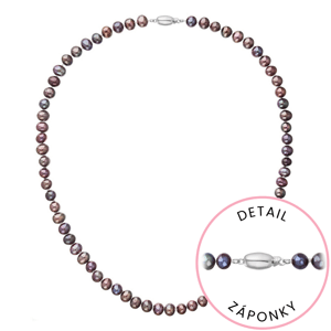 Perlový náhrdelník z říčních perel se zapínáním z bílého 14 karátového zlata 822001.3/9271B dk.peacock,Perlový náhrdelník z říčních perel se zapínáním