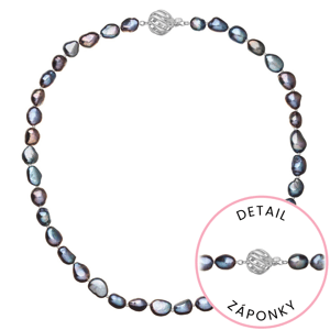 Perlový náhrdelník z říčních perel se zapínáním z bílého 14 karátového zlata 822027.3/9264B peacock,Perlový náhrdelník z říčních perel se zapínáním z