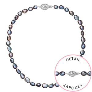 Perlový náhrdelník z říčních perel se zapínáním z bílého 14 karátového zlata 822027.3/9265B peacock,Perlový náhrdelník z říčních perel se zapínáním z