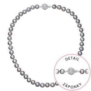 Perlový náhrdelník z říčních perel se zapínáním z bílého 14 karátového zlata 822028.3/9264B grey,Perlový náhrdelník z říčních perel se zapínáním z bíl