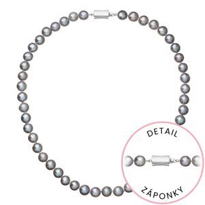 Perlový náhrdelník z říčních perel se zapínáním z bílého 14 karátového zlata 822028.3/9267B grey,Perlový náhrdelník z říčních perel se zapínáním z bíl