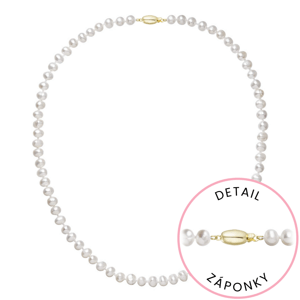 Perlový náhrdelník z říčních perel se zapínáním ze 14 karátového zlata 922001.1/9271A bílý,Perlový náhrdelník z říčních perel se zapínáním ze 14 karát