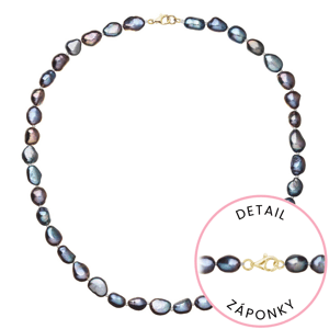 Perlový náhrdelník z říčních perel se zapínáním ze 14 karátového zlata 922027.3/9260 peacock,Perlový náhrdelník z říčních perel se zapínáním ze 14 kar