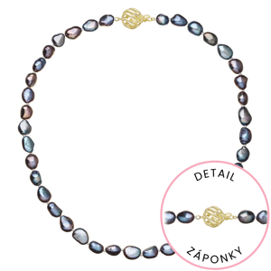 Perlový náhrdelník z říčních perel se zapínáním ze 14 karátového zlata 922027.3/9264A peacock,Perlový náhrdelník z říčních perel se zapínáním ze 14 ka