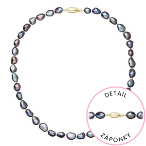 Perlový náhrdelník z říčních perel se zapínáním ze 14 karátového zlata 922027.3/9271A peacock,Perlový náhrdelník z říčních perel se zapínáním ze 14 ka