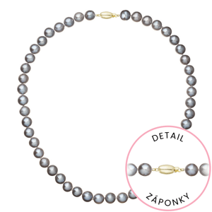 Perlový náhrdelník z říčních perel se zapínáním ze 14 karátového zlata 922028.3/9271A grey,Perlový náhrdelník z říčních perel se zapínáním ze 14 karát
