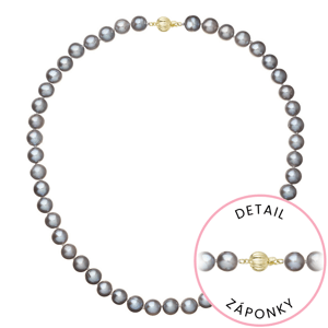 Perlový náhrdelník z říčních perel se zapínáním ze 14 karátového zlata 922028.3/9272A grey,Perlový náhrdelník z říčních perel se zapínáním ze 14 karát