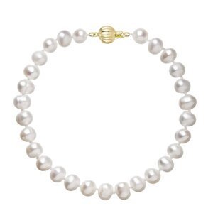 Perlový náramek z říčních perel se zapínáním ze 14 karátového zlata 923001.1/9272A bílý,Perlový náramek z říčních perel se zapínáním ze 14 karátového