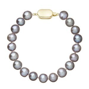 Perlový náramek z říčních perel se zapínáním ze 14 karátového zlata 923010.3/9269A grey,Perlový náramek z říčních perel se zapínáním ze 14 karátového