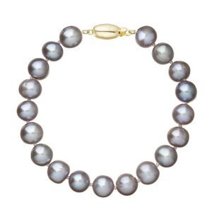 Perlový náramek z říčních perel se zapínáním ze 14 karátového zlata 923010.3/9271A grey,Perlový náramek z říčních perel se zapínáním ze 14 karátového