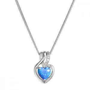 Náhrdelník se syntetickým modrým opálem srdce a zirkony 12076.3 blue,Náhrdelník se syntetickým modrým opálem srdce a zirkony 12076.3 blue