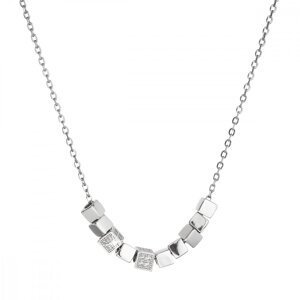 Stříbrný náhrdelník kostičky na řetízku se zirkony 12071.1,Stříbrný náhrdelník kostičky na řetízku se zirkony 12071.1