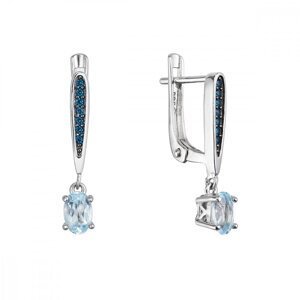 Stříbrné náušnice luxusní s pravými minerálními kameny modré 11487.3 london nano, sky topaz,Stříbrné náušnice luxusní s pravými minerálními kameny mod
