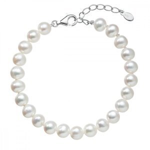 Perlový náramek z pravých říčních perel bílý 23029.1 bílá,Perlový náramek z pravých říčních perel bílý 23029.1 bílá
