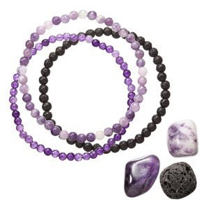 Náramky s minerálními kameny ametyst, purple mica, lava 43043.3 fialový