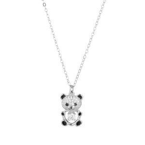 Stříbrný náhrdelník medvídek se zirkony 12101.1 crystal