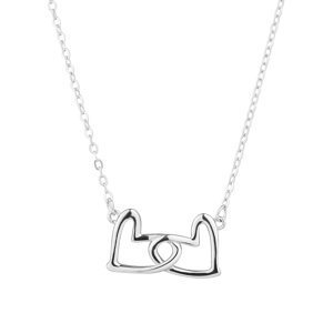 Stříbrný náhrdelník dvě spojená srdce 62020