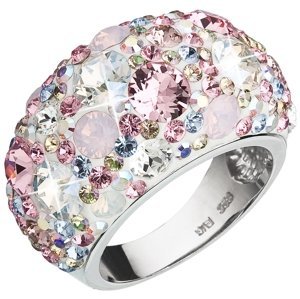 Stříbrný prsten s krystaly Swarovski růžový 35028.3 Magic Rose 60
