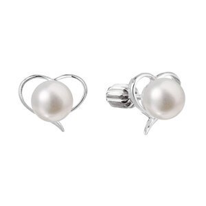 Stříbrné náušnice pecky s bílou říční perlou 21057.1,Stříbrné náušnice pecky s bílou říční perlou 21057.1