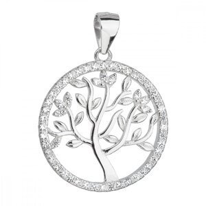 Stříbrný přívěsek se zirkony v bílé barvě strom života 14001.1,Stříbrný přívěsek se zirkony v bílé barvě strom života 14001.1