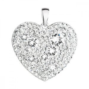 Stříbrný přívěsek s krystaly Swarovski bílé srdce 34243.1 Krystal,Stříbrný přívěsek s krystaly Swarovski bílé srdce 34243.1 Krystal