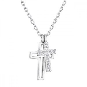 Stříbrný náhrdelník se zirkonem bílý křížek 12012.1,Stříbrný náhrdelník se zirkonem bílý křížek 12012.1