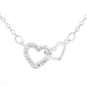 Stříbrný náhrdelník se zirkonem bílé srdce 12018.1,Stříbrný náhrdelník se zirkonem bílé srdce 12018.1