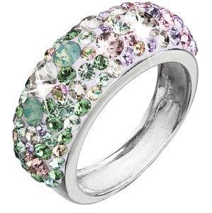 Stříbrný prsten s krystaly Swarovski mix barev fialová zelená růžová 35031.3 Sakura 52,Stříbrný prsten s krystaly Swarovski mix barev fialová zelená r