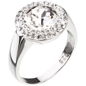 Stříbrný prsten s krystaly Swarovski kulatý bílý 35026.1 Krystal 52,Stříbrný prsten s krystaly Swarovski kulatý bílý 35026.1 Krystal 52
