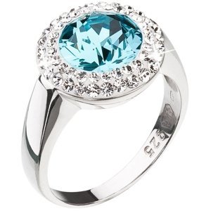 Stříbrný prsten s krystaly Swarovski modrý kulatý 35026.3 Light Turquoise 52,Stříbrný prsten s krystaly Swarovski modrý kulatý 35026.3 Light Turquoise