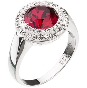 Stříbrný prsten s krystaly Swarovski červený kulatý 35026.3 Ruby 52,Stříbrný prsten s krystaly Swarovski červený kulatý 35026.3 Ruby 52