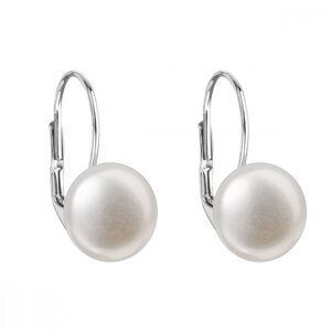Stříbrné náušnice visací s bílou říční perlou 21010.1,Stříbrné náušnice visací s bílou říční perlou 21010.1