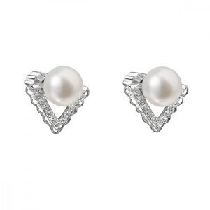 Stříbrné náušnice pecky s bílou říční perlou 21012.1,Stříbrné náušnice pecky s bílou říční perlou 21012.1