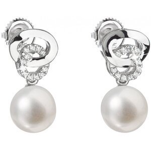 Stříbrné náušnice visací s bílou říční perlou 21026.1,Stříbrné náušnice visací s bílou říční perlou 21026.1