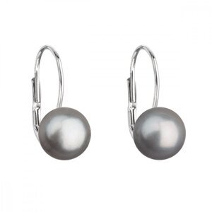 Stříbrné náušnice visací s šedou říční perlou 21044.3 Grey 7,5 mm,Stříbrné náušnice visací s šedou říční perlou 21044.3 Grey 7,5 mm